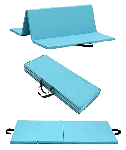KaRaDaStyle 鉄棒 マット 体操 マット 折りたたみ コンパクト 軽量 ストレッチ エクササイズ トレーニング 跳び箱 運動 子供 プレイマット ヨガマット スポーツマット 防音 140×90×2.5cm (アクアブルー)