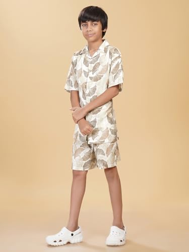 Image of Ninos Dreams Boys Cotton Rayon Halfsleeves Coord Set with Shirt & Shorts /Boys Vacation wear /boys co ord set /Boys Tropical print Shirt & Shorts set /Boys Clothing Set