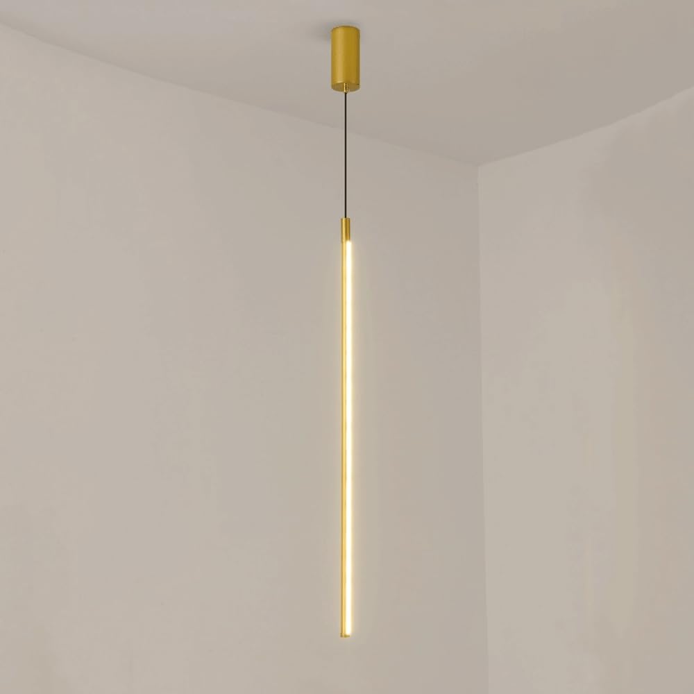 LYMSXAZOU Ultra-Thin Linear Pendant Light Modern Chandelier with Metal Strip & Acrylic Shade Stylish Bedside Hanging for Bedroom Contemporary Drop Lighting Fixture