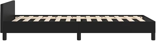 Miniatura 8 de vidaXL Base de cama de piel sintética, estilo escandinavo, soporte de listones, no necesita somier, sin colchón, fácil montaje, cama individual negra