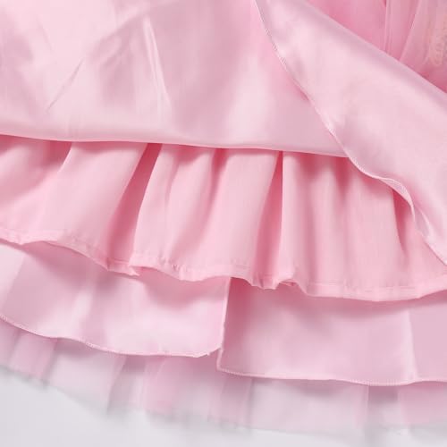 Vestido de princesa para niñas con volantes de tul y lazo 6