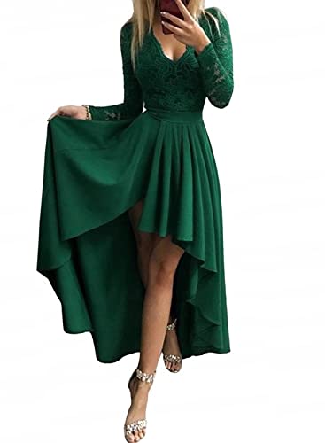 Bdcoco Women s Vintage Lace Long Sleeve High Low Cocktail Party Dress