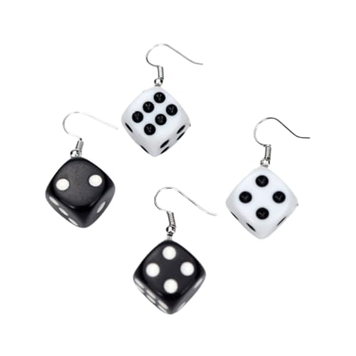 2 Pairs Dice Earring Contracted Sieve Disco Dancing Earrings Punk Resin Black White Cube Dice Casino Drop Earrings Funny Geometric 3D Dice Dangle Earrings for Women Party Jewelry