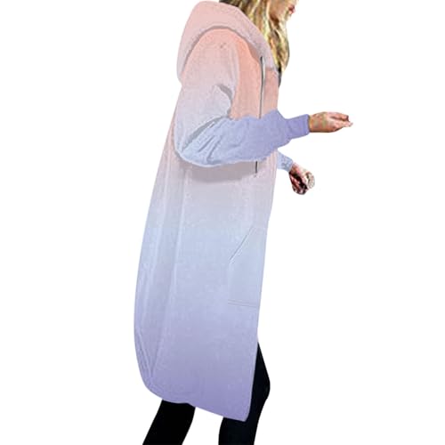Oversized Hoodies for Women Zip Up Knee Length Tunic Sweatshirts Fall Casual Long Sleeve Hooded Jackets with Pockets