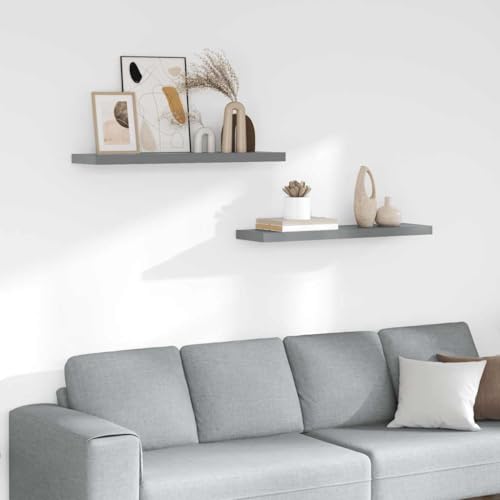 MOBCANT Floating Wall Shelf Set 2 STK. Gray Large MDF
