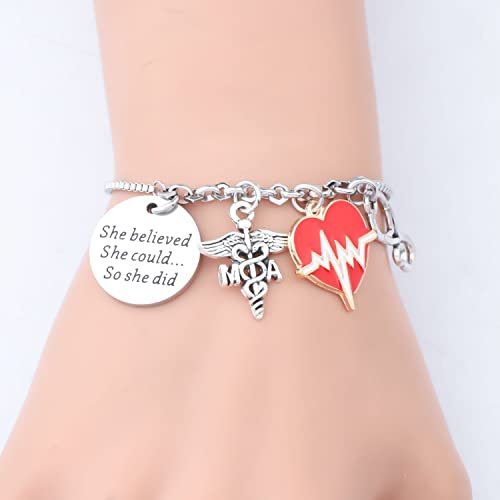 PLITI Medical Assistant Gift Medical Assistant Graduation Gift She Believed She Could So She Did MA Charm Bangle4