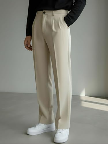Image of INDICLUB Men's Track Pants with Side Stripe, Drawstring Waist, Straight Leg