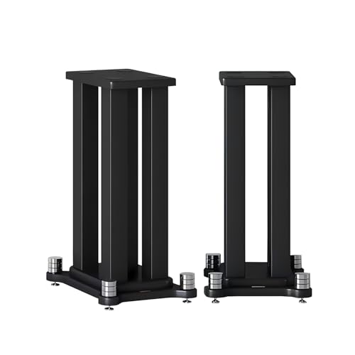 A Pair of Universal Speaker Stands, Heavy Duty Speaker Stands Holds Bookshelf Speaker Satellite Speaker Large Speaker, Vibration-Absorbing MDF Design, Holds 88lbs Speaker (Black, 80cm/31.4in)