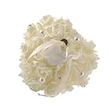 Artibetter Milchweißes Herzförmiges Ringkissen mit Rosen dekor Weiches Pe Schaum Perlenmaterial Romantisches Ringkissen für Hochzeit Verlobung Wiederverwendbar und Komfortabel als Geschenk