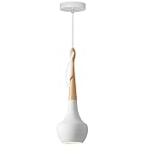 Fil appliqué: E27 tooLight Lampe à Suspension APP937-1CP Lustre Plafonnier Éclairage de Plafond en Métal, bois de bambou pour Salon Chambre Cuisine Couloir (blanc, doré)