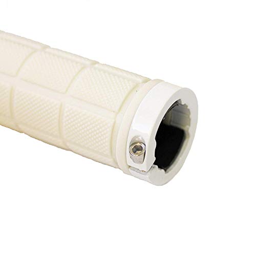 Deeru Bicycle Premium Rubber Handlebar Grip Double Lock On Grip For Mountain Bike Bmx Folding Bike Anti-Slip Shockproof (White) #TOP3