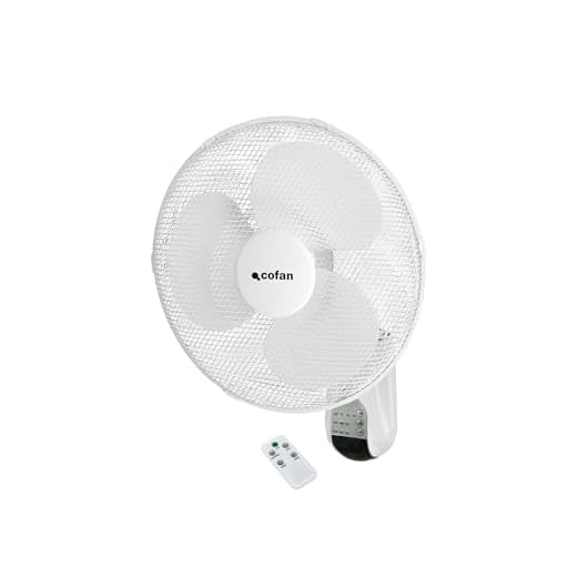 Cofan Ventilador de pared con temporizador y mando a distancia | Potencia de 50 W | Con tres Velocidades | Color Blanco