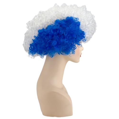 Image of FREE BEAUTY France Flag Colored Afro Wig for Men Women 2026 World Cup Fan Wig Soccer Fans Cheer Hair Blue White Red Afro Wigs for Football Fans for Stadium Party Cosplay (France)