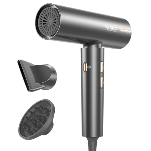 YASHE Secador de Pelo Iónico, Motor Brushless de 110,000 RPM, 1800W Secador de Pelo Profesional con Difusor y Concentrador, 3 Velocidades, 4 Ajustes de Calor, Botón de Aire Frío, Secado Rápido a 23m/s - imagen 9