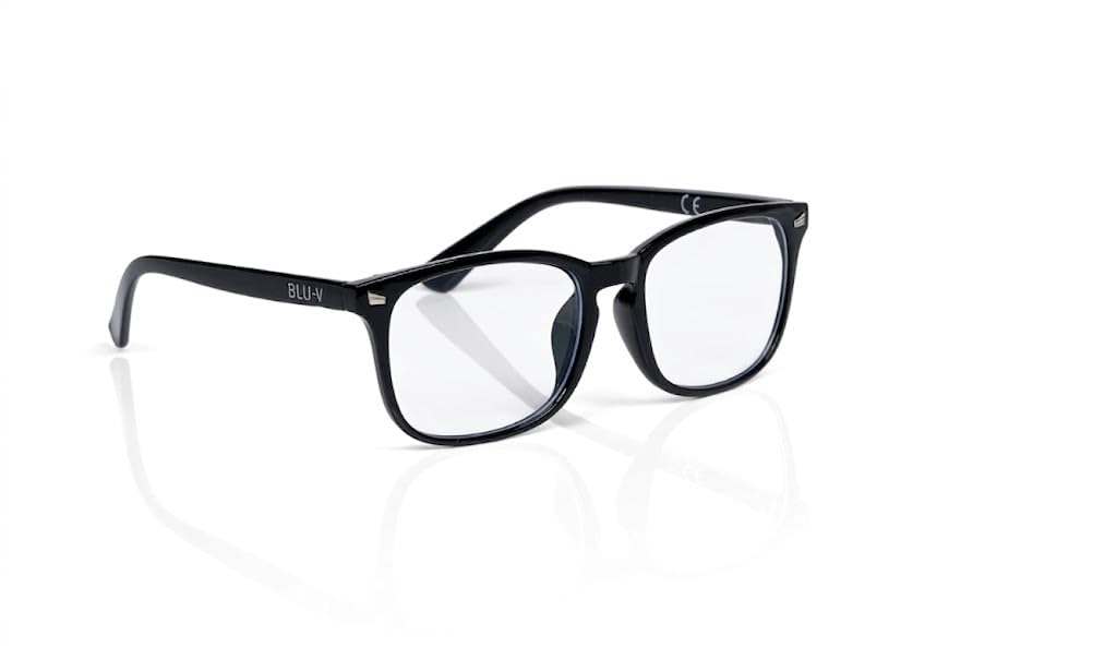 Blu-V Specs Blue Light Blocking Glasses for Men and Women (Black) - Anti-Glare Computer and Gaming Glasses, UV400 Protection