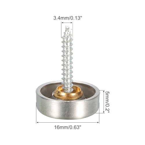 uxcell Tapas de Tornillo, 20 Piezas Diámetro 16mm - Tapa Redonda de Acero Inoxidable Satinado para Tornillos Decorativos miniatura 2