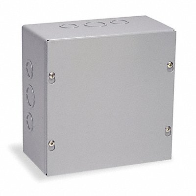 Wiegmann SC080804 SC-Series NEMA 1 Screw Cover Wallmount Pull Box with Knockouts, Painted Steel, 8" x 8" x 4",Gray