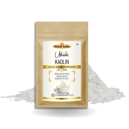 Image of Utkrisht Khadi Kaolin Face Pack Powder 100g | For Dullness, Dark Sports & Breakouts | Tightens Pores & Skin Brightening | Natural & Ayurvedic | Removes Impurities | Face Pack for Men & Women