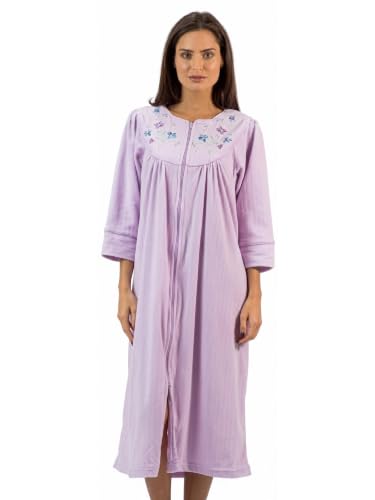 Image of Casual Nights - Jacquard Fleece zip up robes for women | women's house coats with pockets | Duster For Ladies