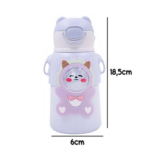 Garrafinha C/Canudo Squeeze Infantil Garrafa Bebe Térmica Alça (Verde)