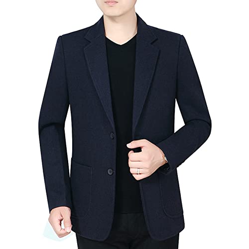 Dawwoti Blazer masculino Tweed Blazer paletó com botões de madeira slim fit grossos lã blazer para h