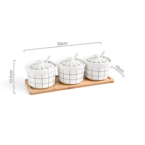 CMBSSTFC Barattoli per condimenti, Contenitore per Sale da Cucina, Set di Bottiglie per condimenti Contenitore per Zucchero in Ceramica Scatola per condimenti con Coperchio e Cucchiaio Pentola per