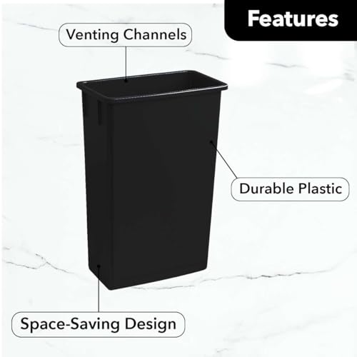Image of 23 Gallon Slim Rectangular Garbage Can with Lid - Black