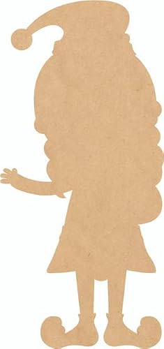 Elf Girl Wooden Christmas 1" Shape, Unfinished MDF 1/4" Craft Cutout