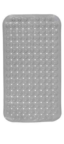 Image of Dribble Anti-Slip PVC Bath Mat with Suction Cups & Drainage Holes | Waterproof Shower Mat for Bathroom, Bathtub & Wet Areas | Soft Massage Surface, Quick Dry, Washable Bath Mat (70 X 38 cm) Grey