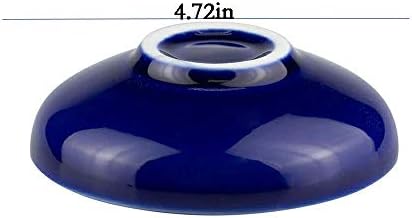 RUIYUXIN USB Corciosy Incense Holder for Sticks-Ceramic Handmade Artistic Lotus Incense Burner Bowl- Ash Catcher Tray Dark Blue