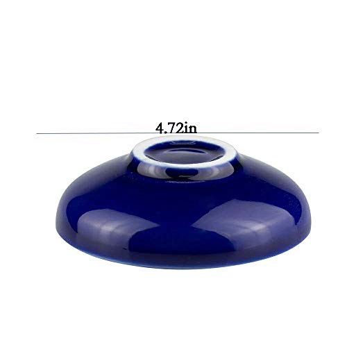 RUIYUXIN USB Corciosy Incense Holder for Sticks-Ceramic Handmade Artistic Lotus Incense Burner Bowl- Ash Catcher Tray Dark Blue