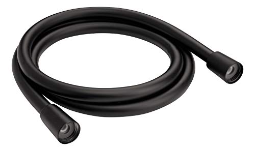 AquaSu® 72253 7 Anto - Manguera de ducha (150 cm de longitud, con protección antitorsión, resistente a los pliegues, conexión estándar en 1/2, con 2 conos, de plástico, 1,5 m), color negro