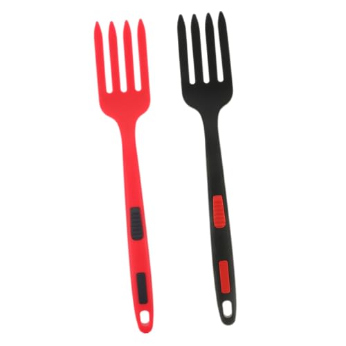iplusmile 2 pièces Fourchette Silicone Résistante pour Salade et Dîner Lot de Noir et Rouge Ergonomique Antidérapante pour Cuisine et Usage Quotidien