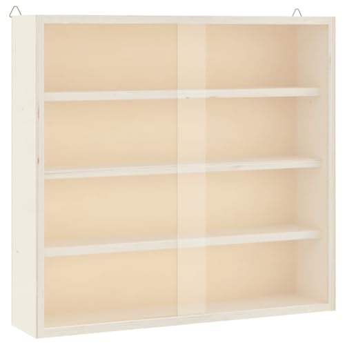 vidaXL Sammlervitrine aus Holz mit Türen, Wandvitrine für Wohnzimmer Esszimmer Schlafzimmer, Wandregal Hängeregal Schaukasten