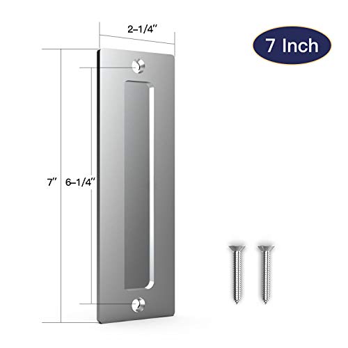 Orgerphy Stainless 7” Barn Door Handle Finger Pull Set (1 Pack)| Heavy Duty Modern Simple Invisible Handle for Gates Garages Sheds Barn Door, Pocket Door | with Flat Bottom Easy to Install