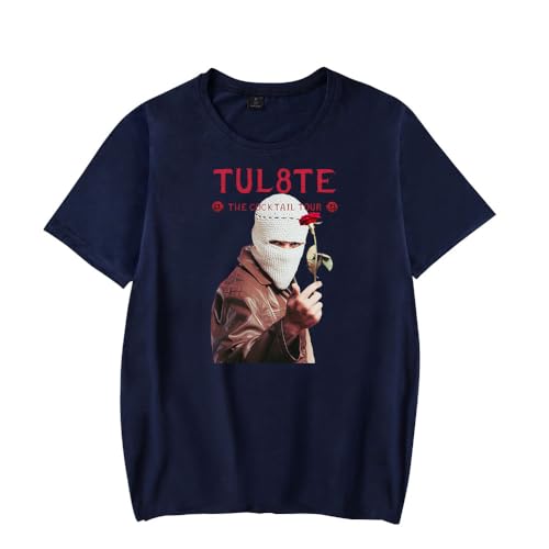 RYSXJLX TUL8TE Merch TUL8TE The Cocktail Tour 2025 - Camiseta de manga corta para mujer y hombre, azul marino, L