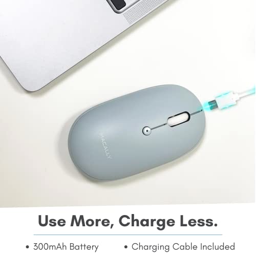 Macally Wireless Bluetooth Mouse - Quiet, Comfortable, Rechargeable for MacBook Air/Pro, Mac, iMac, Apple iPad - Wireless Mouse for Laptop, Windows PC Desktop