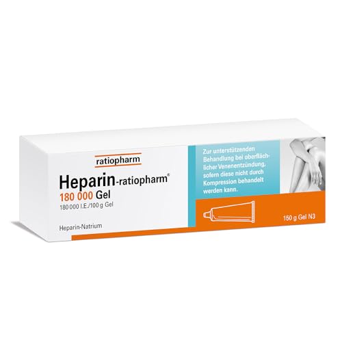 Heparin-ratiopharm 180 000 Gel: wirkt hemmend auf die Blutgerinnung und unterstützend bei oberflächlichen Venenentzündungen 150 g