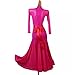 OFKNKGDT Standard Ballroom Dance Dress for Ladies Mesh Waltz Performance Costume High Collar Tango Flamenco Training Skirt,Pink,M
