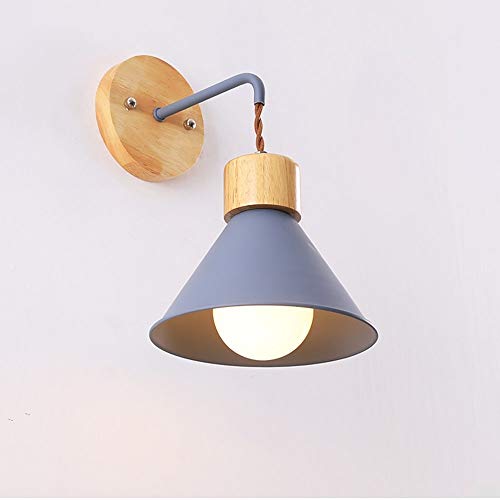 Aplique de Pared LED de Madera, lámpara de Noche, mesita de Noche, Pasillo, Escalera, Hotel, Moderno, Estudio, Arte Nocturno, E27, CA 110-240 V (Color: Gris)