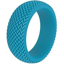 ROQ Silicone Rubber Wedding Ring for Men, Comfort Fit, Mens Wedding Band, Breathable Rubber Engagement Band, 8mm Wide 3mm Thick, Chevron, Single, Multi Colors and Sizes