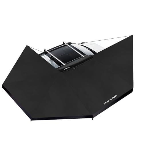 Peakamper 270 Awning Free Standing w/LED Light 108 sq ft Shelter Car Side 270 Degree Awning UV50+ Waterproof Wind Resistant for SUV Van Truck Vehicle Passenger Side