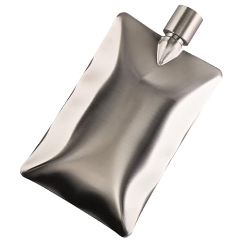 Fiaschetta in acciaio, piatta, portatile, bottiglia di vino, campeggio, ciclismo, uso esterno, tasca a tenuta stagna, fiaschetta per liquore, whisky, vino, ideale per uomini e donne, liquori