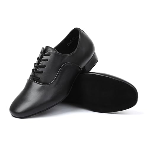 Mens Latin Dance Shoes 1 Inch Leather Sole Ballroom Salsa Tango 10M Black