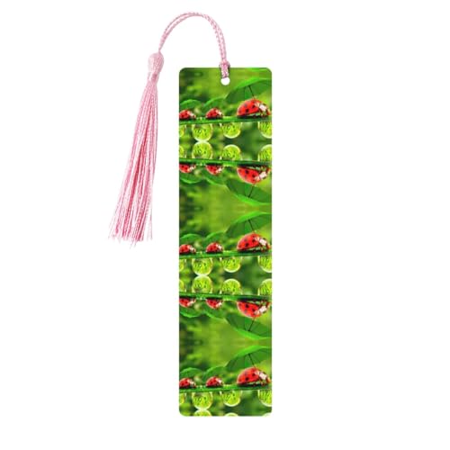 おもしろてんとう虫 傘 印刷 5個 しおり 木製しおり 男女兼用 大人のブックマーク 読書用 勉強用