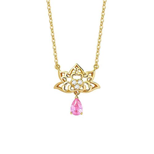 WEISHA Bijoux S925 Collier en Argent Sterling Femmes Style Chinois Lotus Pendentif Collier Bijouxlotus