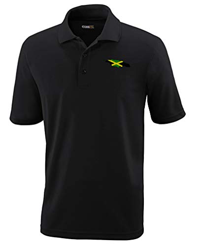 Speedy Pros Jamaica Flag Embroidered Polo Shirt Men Black XL