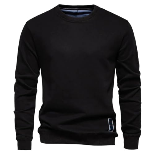 Men's Cotton Blend Crew Neck Solid Color Pullover Sweater Casual Sport Comfortable Everyday Wear for Cool Seasons