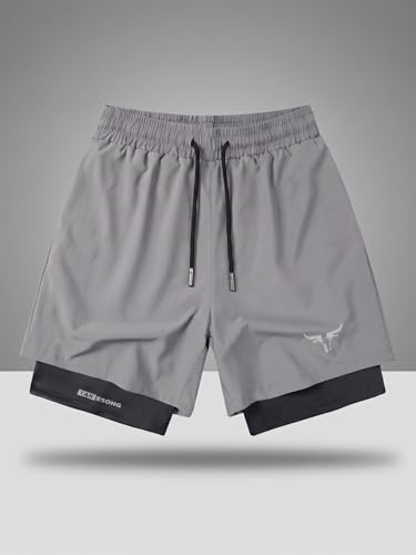 Image of Lymio Men Shorts | 2 in 1 Active Dual Shorts with Inner Tights Layer | Men's Double Layer Short for Running, Gym & Sports (SSM-S-09-11)
