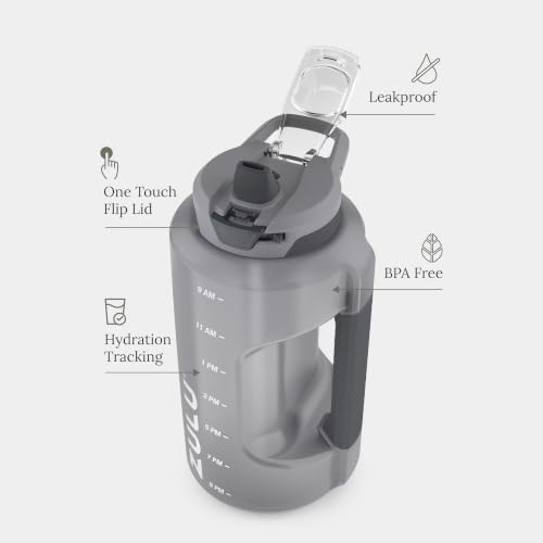 Image of ZULU Goals 64oz BPA-Free Plastic Water Bottle with Time Markers, Grey